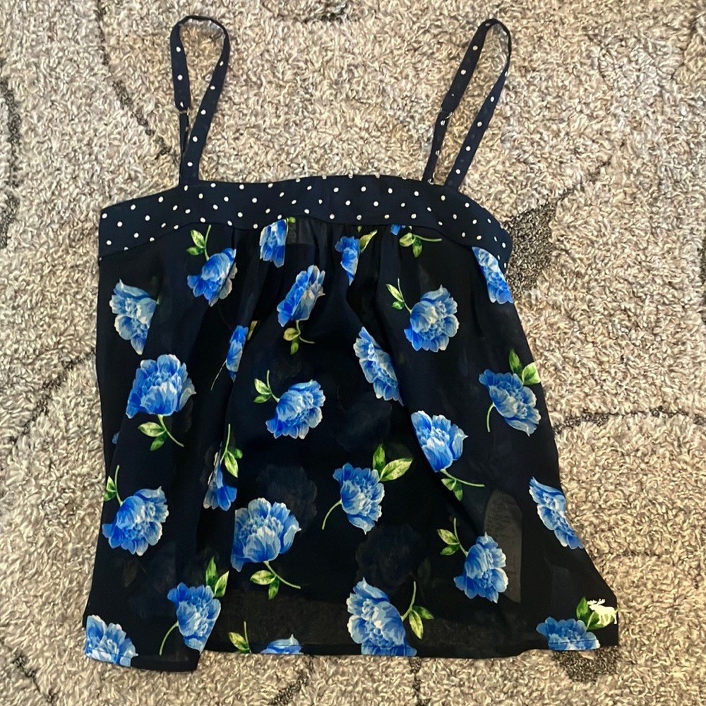 Abercrombie & Fitch Blue and Green Smocked Camisole